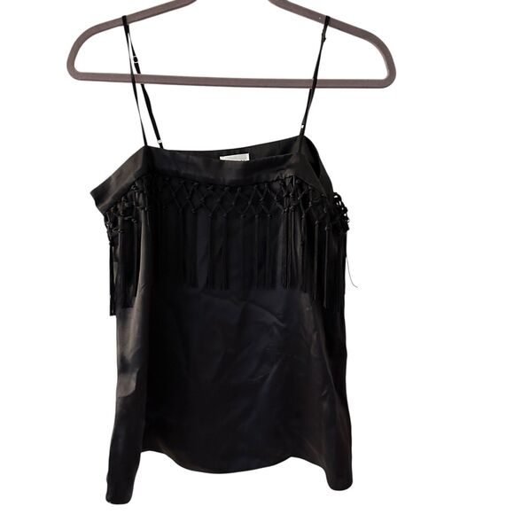 CAMI NYC 100% Silk Black Camisole Tank with Tassels Size S - Picture 1 of 8